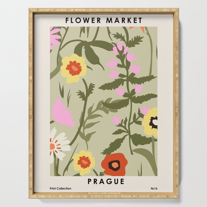 Flower Market, Prague, Abstract floral art Serving Tray Gallery Image 1