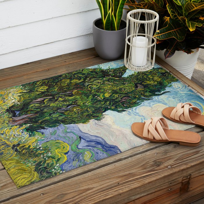 Cypresses by Vincent Van Gogh Outdoor Rug Gallery Image 2