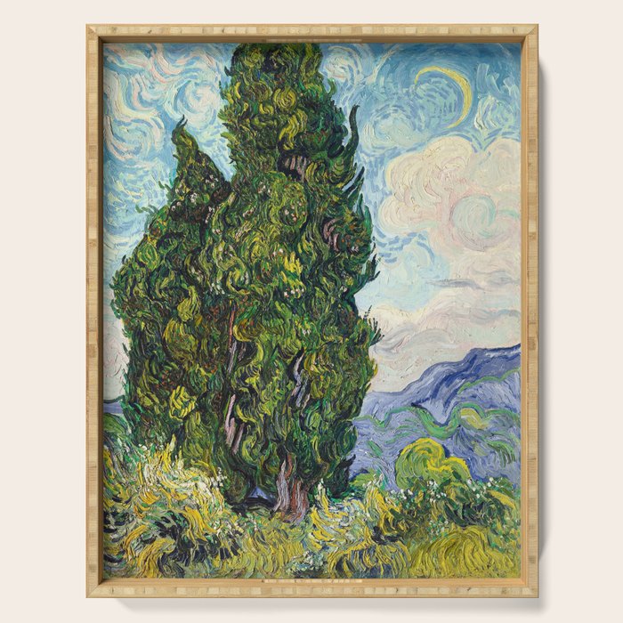 Cypresses by Vincent Van Gogh Serving Tray Gallery Image 1