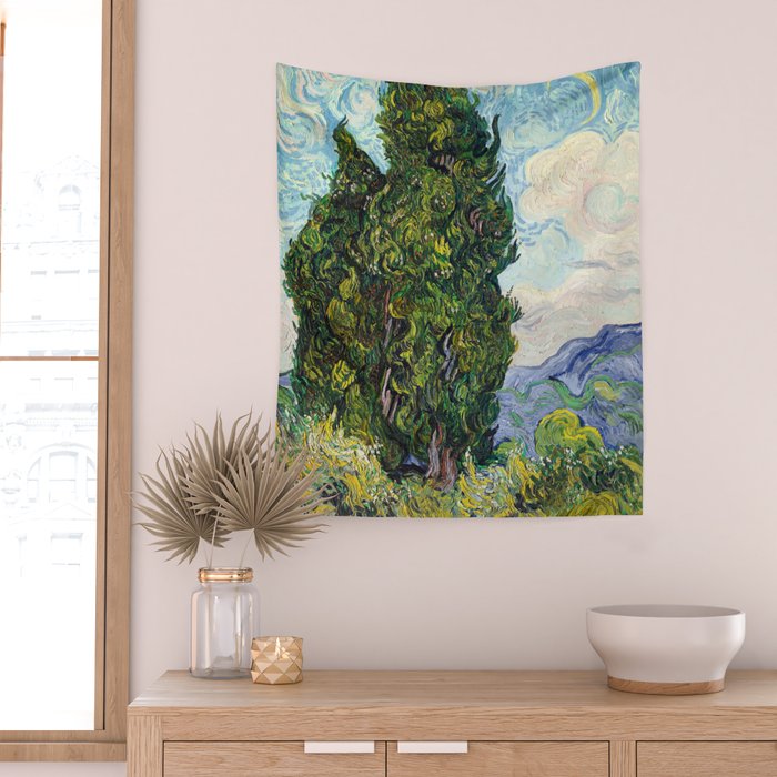 Cypresses by Vincent Van Gogh Wall Tapestry Gallery Image 2