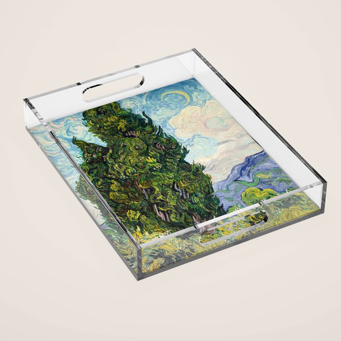 Cypresses by Vincent Van Gogh Acrylic Tray Gallery Image 1