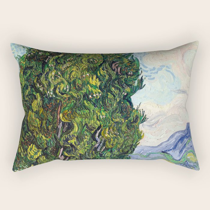 Cypresses by Vincent Van Gogh Rectangular Pillow Gallery Image 1