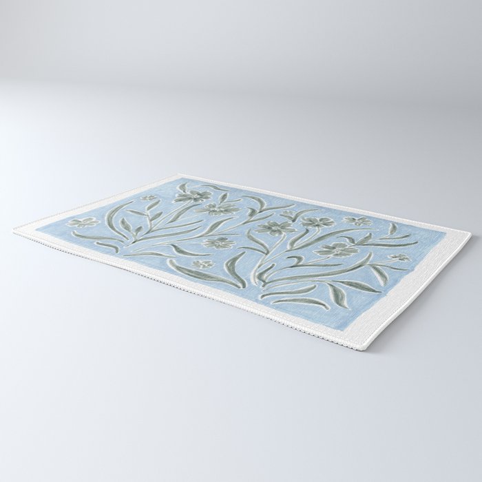Blue and Gray Modern Florals Rug Gallery Image 3