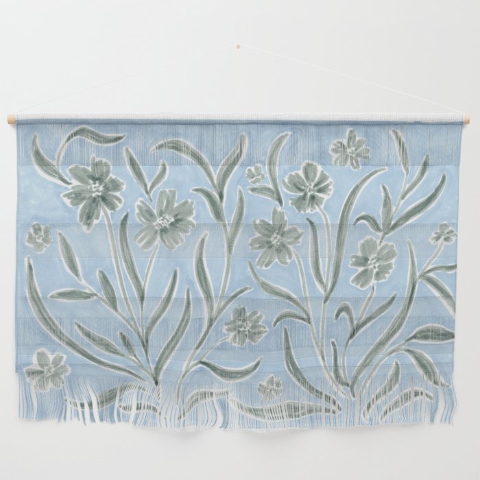 Blue and Gray Modern Florals Wall Hanging Gallery Image 1