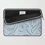 Blue and Gray Modern Florals Laptop Sleeve Gallery Image 2