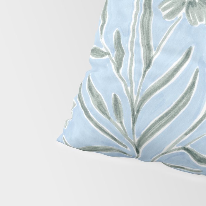 Blue and Gray Modern Florals Pillow Sham Gallery Image 4