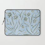 Blue and Gray Modern Florals Laptop Sleeve Gallery Image 1
