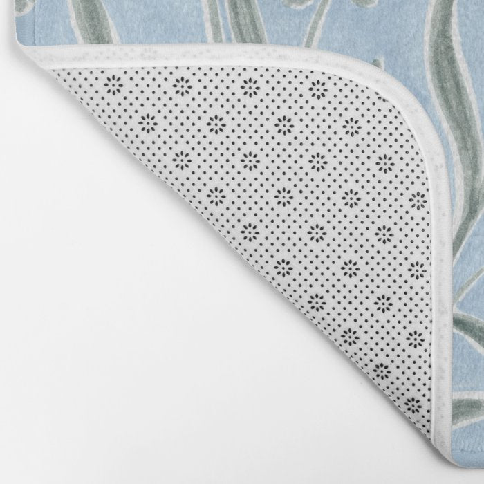 Blue and Gray Modern Florals Bath Mat Gallery Image 2