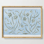 Blue and Gray Modern Florals Serving Tray Gallery Image 1