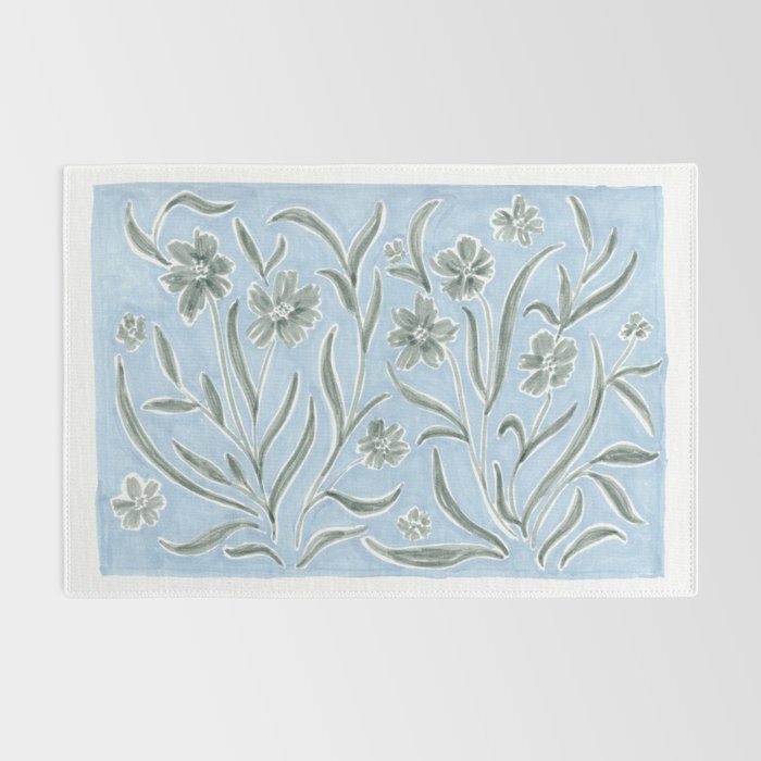 Blue and Gray Modern Florals Rug Gallery Image 2