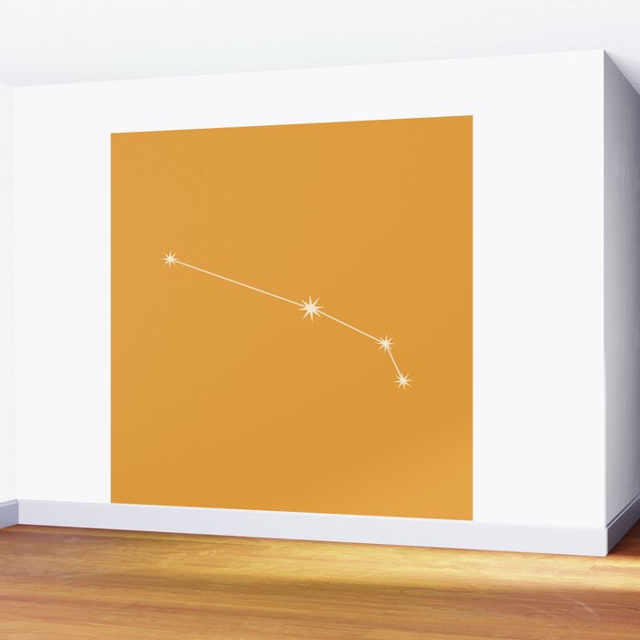 Aries Zodiac Star Constellation Line Art Peach Orange Wall Mural Gallery Image 2