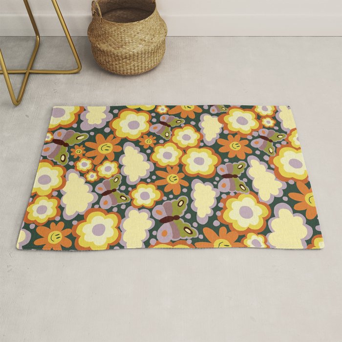 Clouds, smiles and flowers Rug Gallery Image 1