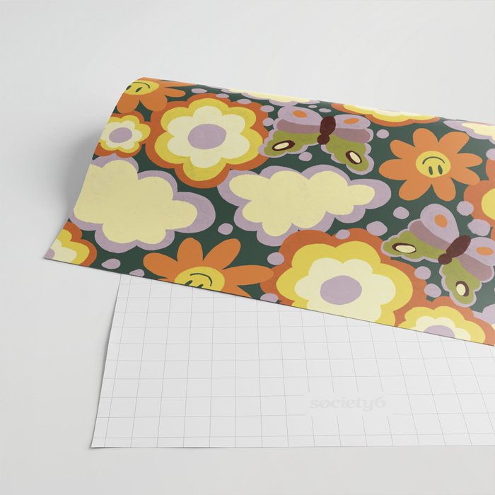 Clouds, smiles and flowers Wrapping Paper Gallery Image 2
