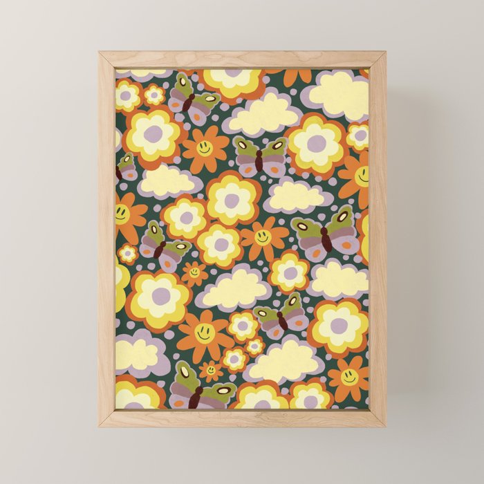 Clouds, smiles and flowers Mini Art Print Gallery Image 1