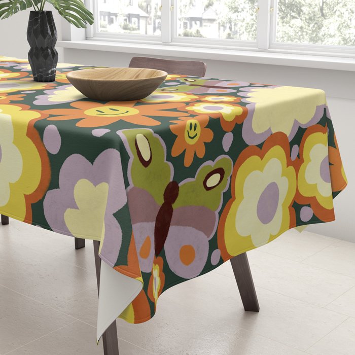 Clouds, smiles and flowers Tablecloth Gallery Image 3