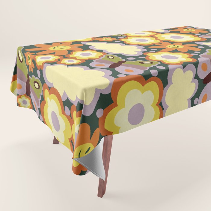 Clouds, smiles and flowers Tablecloth Gallery Image 1