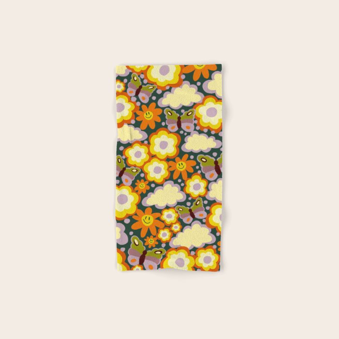 Clouds, smiles and flowers Bath Towel Gallery Image 1