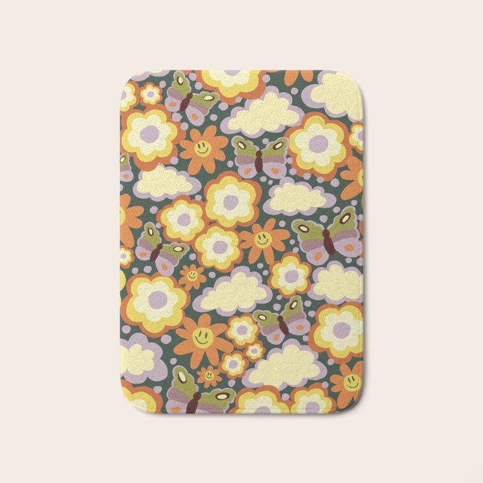 Clouds, smiles and flowers Bath Mat Gallery Image 1