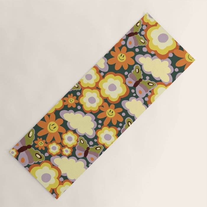 Clouds, smiles and flowers Yoga Mat Gallery Image 1