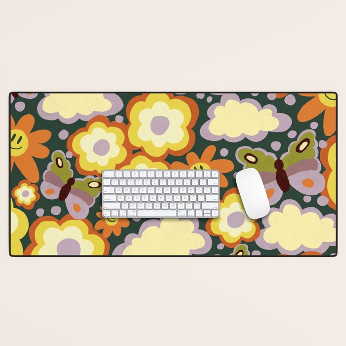 Clouds, smiles and flowers Desk Mat Gallery Image 1