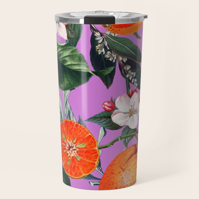 Vintage Fruit Pattern X Travel Mug Gallery Image 1