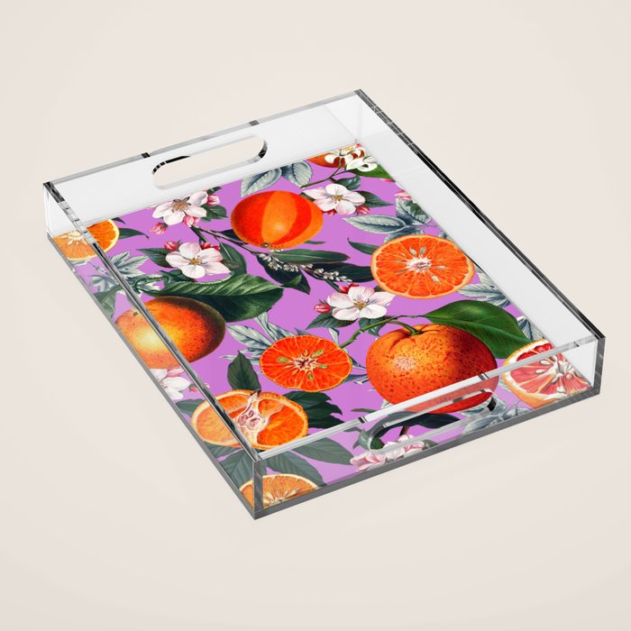 Vintage Fruit Pattern X Acrylic Tray Gallery Image 1