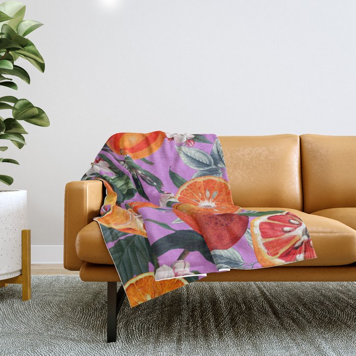 Vintage Fruit Pattern X Throw Blanket Gallery Image 1