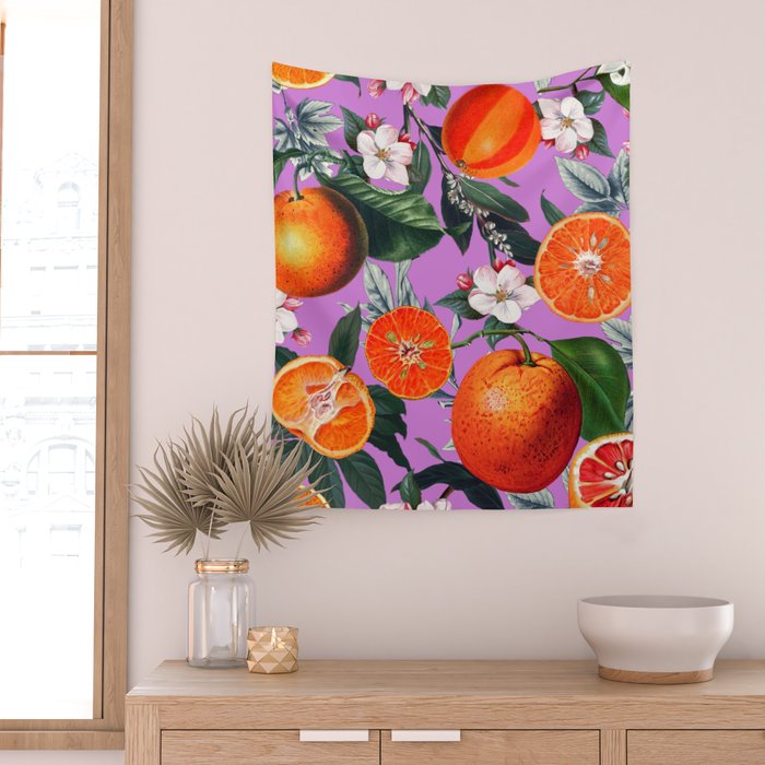 Vintage Fruit Pattern X Wall Tapestry Gallery Image 2