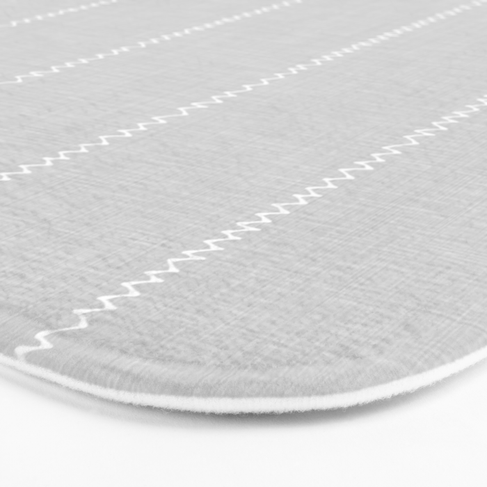 French Grey Linen Stripe Bath Mat Gallery Image 3