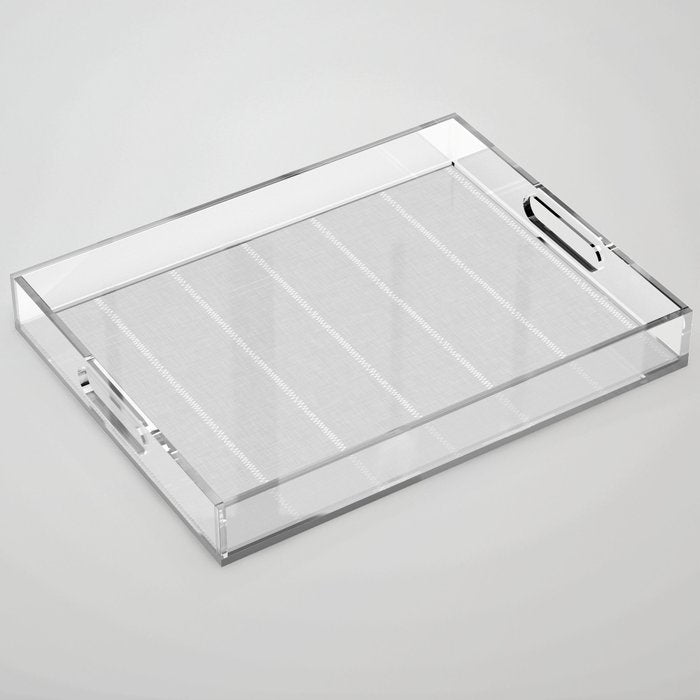 French Grey Linen Stripe Acrylic Tray Gallery Image 1