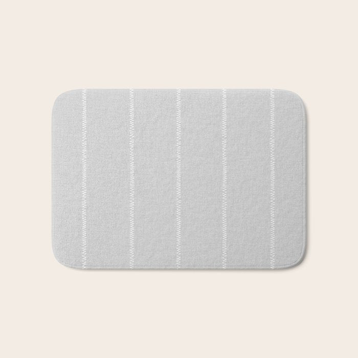 French Grey Linen Stripe Bath Mat Gallery Image 1