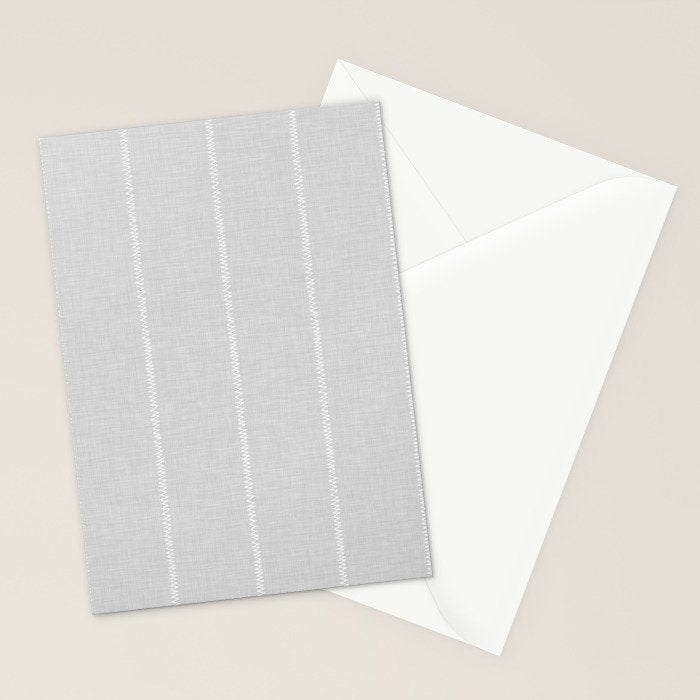 French Grey Linen Stripe Stationery Card Gallery Image 2