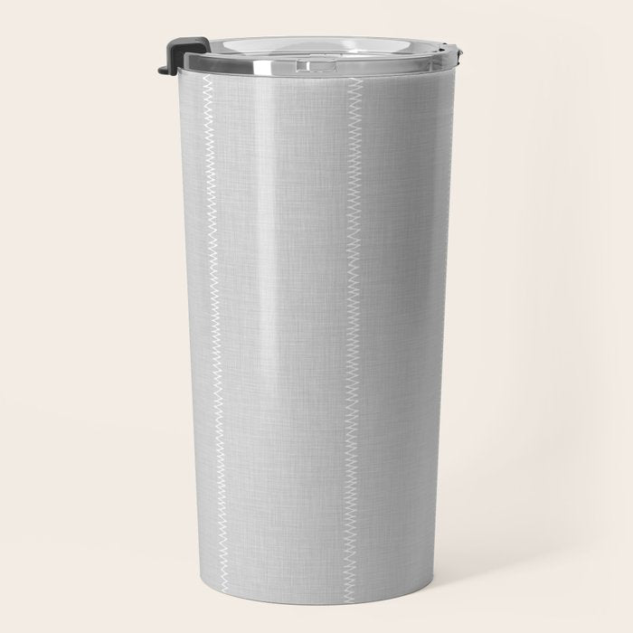 French Grey Linen Stripe Travel Mug Gallery Image 3