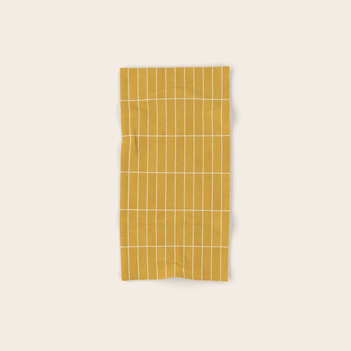 Rectangular Grid Pattern - Mustard Yellow Bath Towel Gallery Image 1