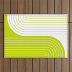 Two Tone Line Curvature LXXVII Lime Green Modern Arch Abstract Outdoor Rug Gallery Image 1