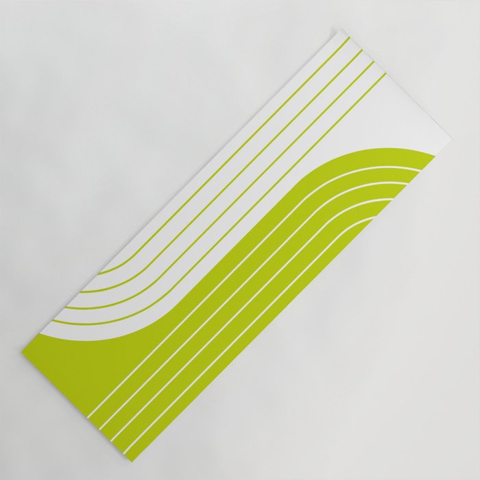 Two Tone Line Curvature LXXVII Lime Green Modern Arch Abstract Yoga Mat Gallery Image 1