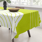 Two Tone Line Curvature LXXVII Lime Green Modern Arch Abstract Tablecloth Gallery Image 3