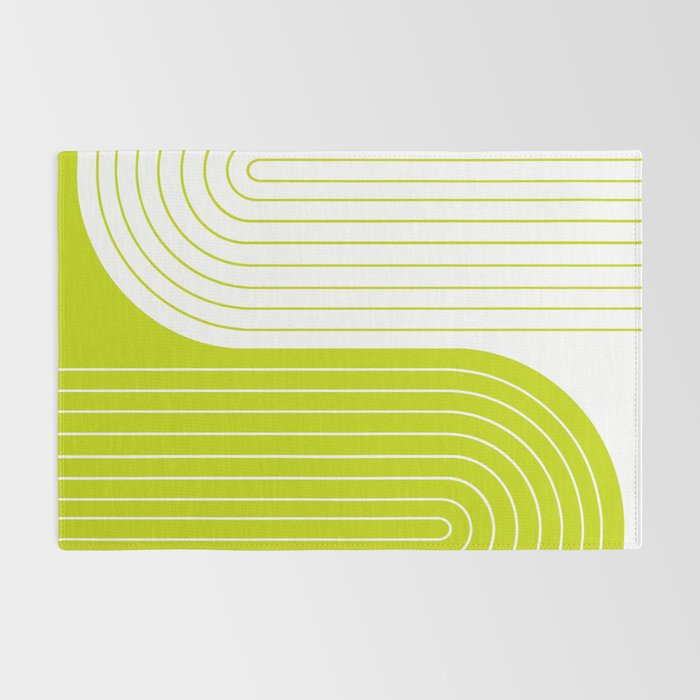 Two Tone Line Curvature LXXVII Lime Green Modern Arch Abstract Rug Gallery Image 2