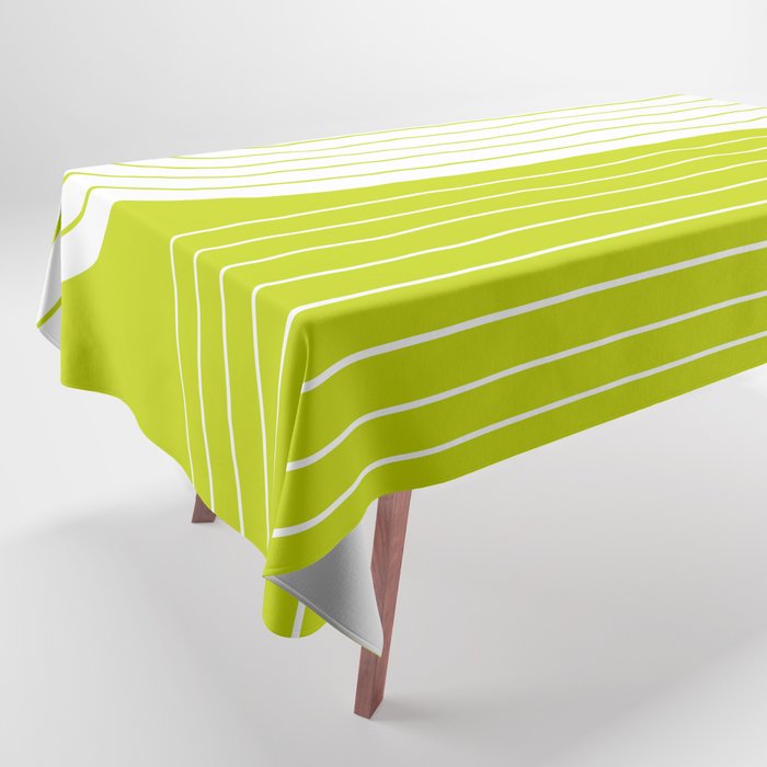 Two Tone Line Curvature LXXVII Lime Green Modern Arch Abstract Tablecloth Gallery Image 1