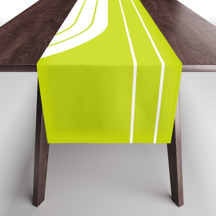 Two Tone Line Curvature LXXVII Lime Green Modern Arch Abstract Table Runner Gallery Image 1