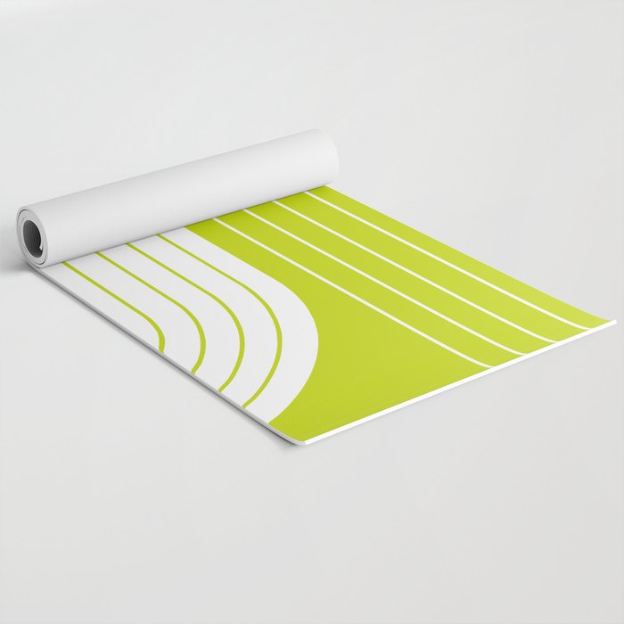 Two Tone Line Curvature LXXVII Lime Green Modern Arch Abstract Yoga Mat Gallery Image 2