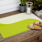 Two Tone Line Curvature LXXVII Lime Green Modern Arch Abstract Outdoor Rug Gallery Image 2