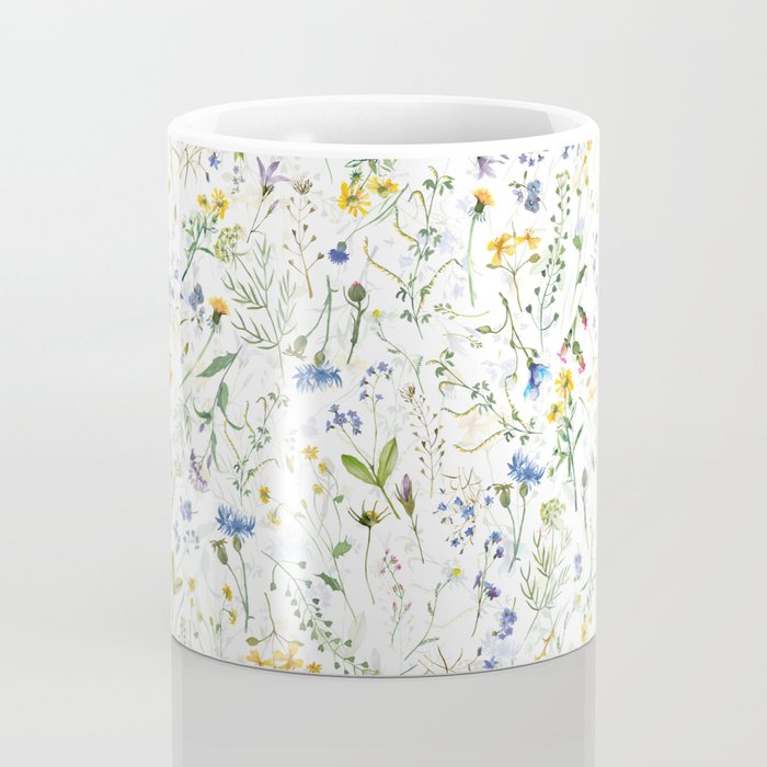Scandinavian Midsummer Blue And Yellow Wildflowers Meadow  Coffee Mug Gallery Image 4