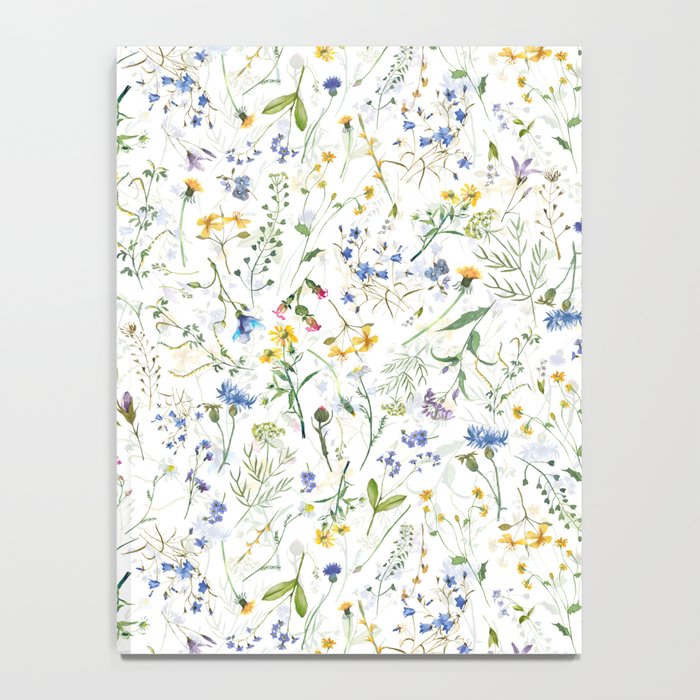 Scandinavian Midsummer Blue And Yellow Wildflowers Meadow  Notebook Gallery Image 4