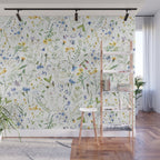 Scandinavian Midsummer Blue And Yellow Wildflowers Meadow  Wall Mural Gallery Image 1