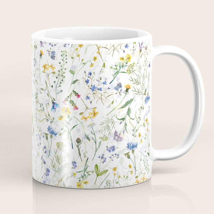 Scandinavian Midsummer Blue And Yellow Wildflowers Meadow  Coffee Mug Gallery Image 1