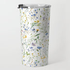 Scandinavian Midsummer Blue And Yellow Wildflowers Meadow  Travel Mug Gallery Image 3