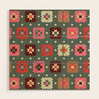 Winter Quilt Stars: Festive Mosaic in Jewel Tones Wood Wall Art Gallery Image 1
