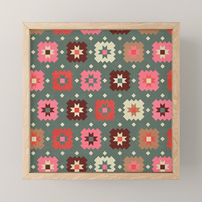 Winter Quilt Stars: Festive Mosaic in Jewel Tones Mini Art Print Gallery Image 1