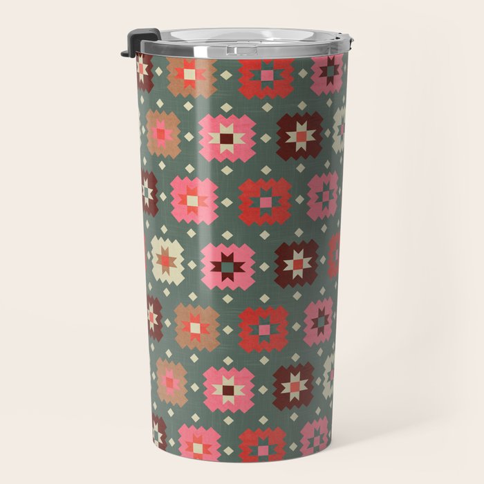 Winter Quilt Stars: Festive Mosaic in Jewel Tones Travel Mug Gallery Image 3